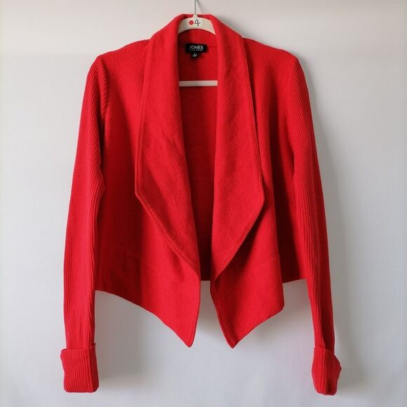 Jones New York Womens Red Wool Blend Long Sleeve Cardigan Sweater Size Large - Picture 1 of 7